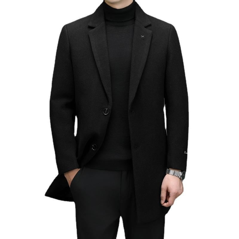 Men's Casual Solid Color Wool Coat