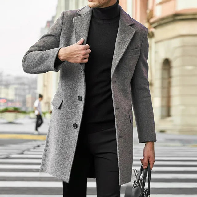 Classic long sleeve coat for men