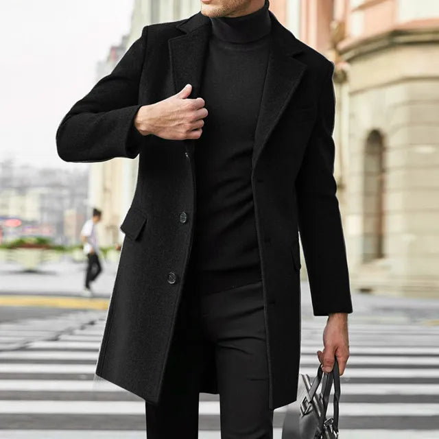 Classic long sleeve coat for men